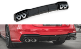 Maxton Design GLOSS BLACK + CHROME TIPS Maxton Design Rear Valance + Exhaust Ends Imitation Audi A7 C8 S-Line AU-A7-C8-SLINE-RS1G+CHROME