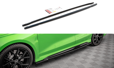Maxton Design GLOSS BLACK SIDE SKIRTS DIFFUSERS AUDI RS3 SEDAN 8Y AU-RS3-8Y-S-SD1G