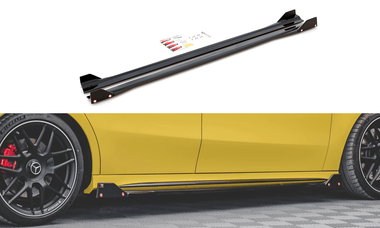 Maxton Design New GLOSS BLACK Maxton Design Side Skirts Diffusers + Flaps V.2 Mercedes-AMG A45 S ME-A-177-45-SD2G+SF