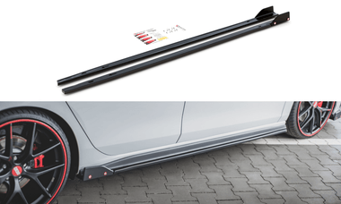 Maxton Design New GLOSS BLACK Maxton Design Side Skirts Diffusers + Flaps V.2 Volkswagen Golf Mk8 GTi / GTi Clubsport / R-Line VW-GO-8-GTI-SD2G+SF