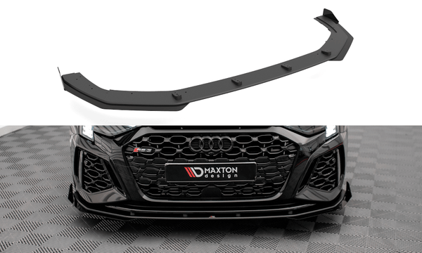 Maxton Design BLACK + GLOSS FLAPS Maxton Design Street Pro Front Splitter V.1 + Flaps Audi S3 / A3 S-Line 8Y AUA38YSLINECNC-FD1B+FSF1G