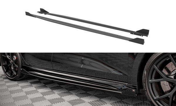 Maxton Design BLACK + GLOSS FLAPS Maxton Design Street Pro Side Skirts Diffusers + Flaps Audi RS3 Sportback / Sedan 8Y AURS38YCNC-SD1B+SRF1G