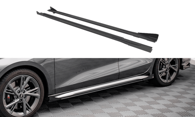 Maxton Design BLACK + GLOSS FLAPS Maxton Design Street Pro Side Skirts Diffusers + Flaps Audi S3 / A3 S-Line 8Y AUA38YSLINECNC-SD1B+SRF1G