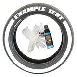 Tire Stickers 1 KIT (4 TIRES WORTH) / BLUE / 14"-16" / 0.75" Tire Stickers - Text with F1 Stripes - Permanent TXF1-1416-075-4-B