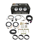 GlowShift Gauges White 7 Color 3 Gauge Diesel Set - 60 PSI Boost, 1500° F Exhaust Gas Temperature & 30 PSI Fuel Pressure Gauges | GS-W7-DS2
