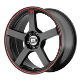 Motegi Racing 15X6.5 et40 / 5X100/5X114.3 / cb72.56 Motegi Cast MR116 FS5 15" 5x100/5x114.3 Matte Black W/ Red Stripe MR11656531740