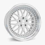 ESR Wheels 18x8.5 / 5x120 (Custom Drill) et30 / cb67.1 ESR Wheels SR1 18" 5x120 (Custom Drill) Gloss White w/ Machined Lip 88551430-SR01WHT-ML-5X120