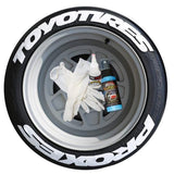 Tire Stickers 4 "TOYO TIRES" / 4 "R888R" / WHITE / 14"-16" / 1.25" Tire Stickers - TOYO TIRES R888R - Temporary TOYTIRR888R-1416-125-4-W-T